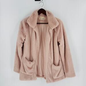 B. Original Beige Faux Fur Jacket Size Small Cozy Plush Teddy Coat